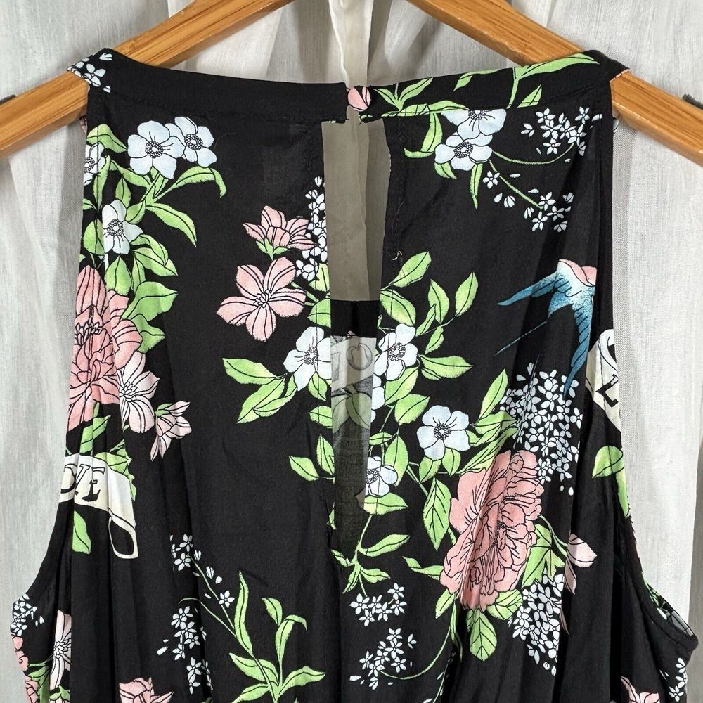 Torrid Floral Dress Midi Black Keyhole Open Back 00/12 Large Sleeveless Rock EUC - Picture 11 of 14